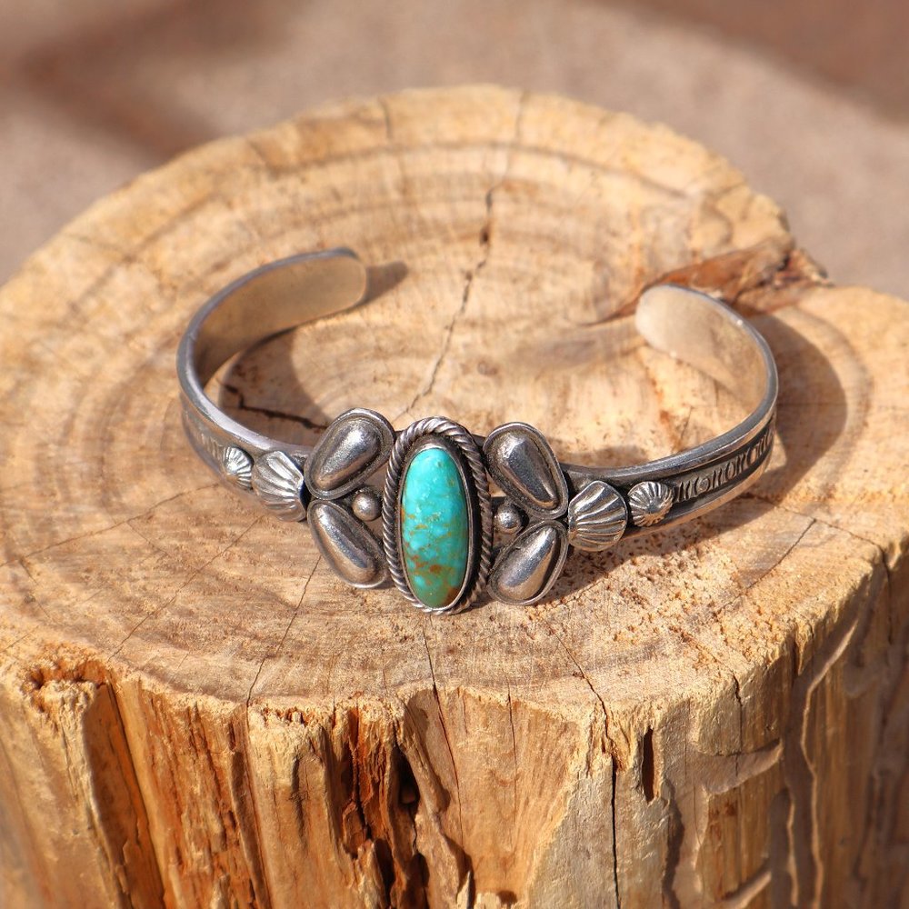 Native American Royston Turquoise Bracelet Signed @loveyourstyle Jewelry sz 7* - Picture 3 of 9